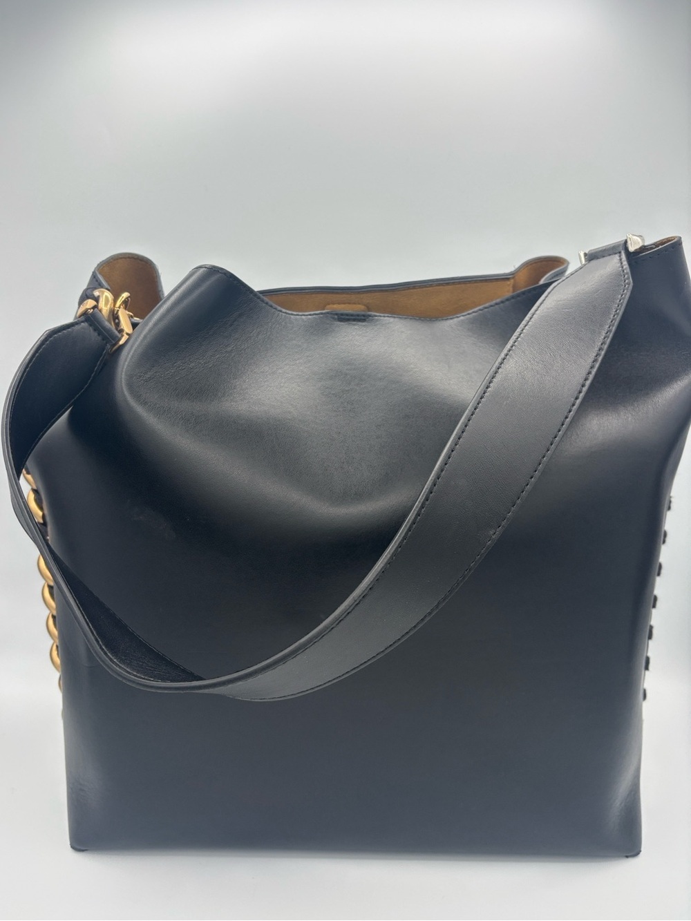 Stella McCartney Large Black Frayme Tote (w/Ztujo Black Purse Organizer Insert)